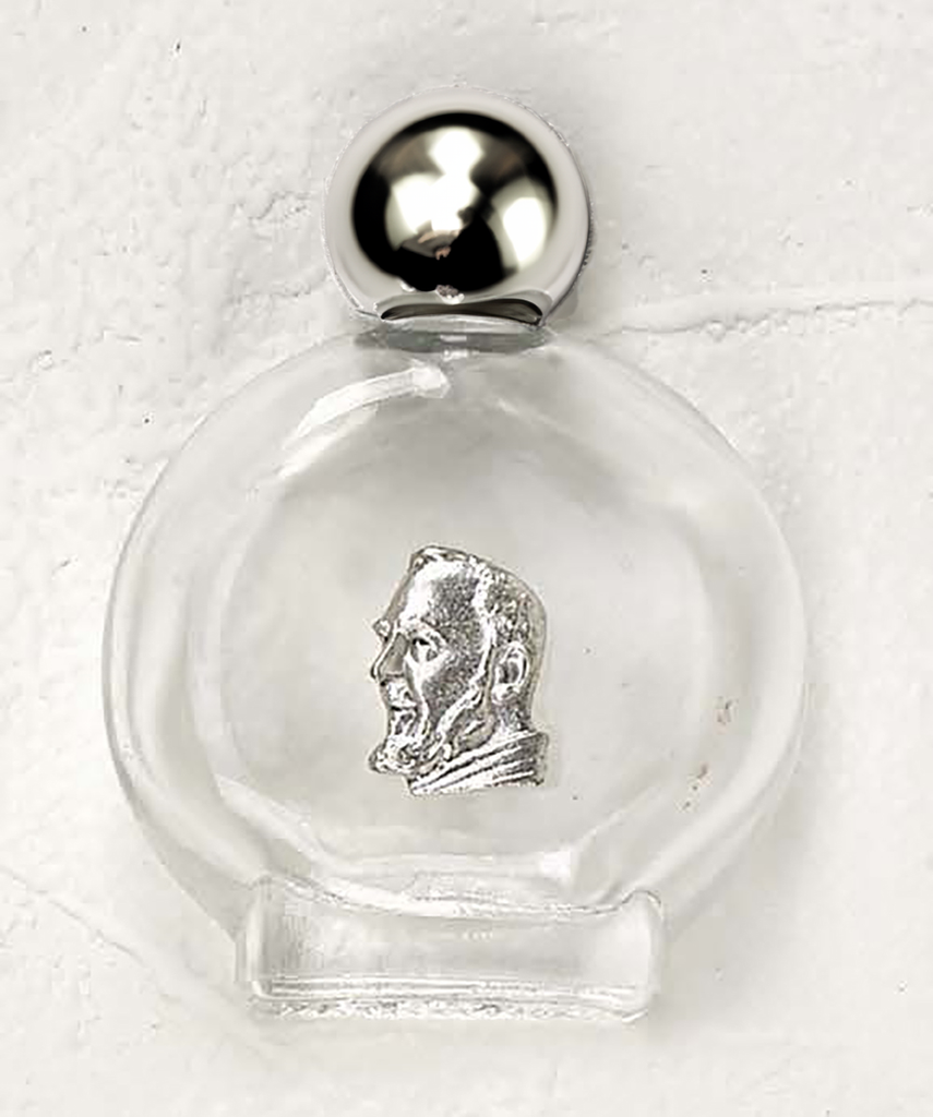 Saint Pio Small Silhouette Glass Holy Water Bottle - Pack of 12