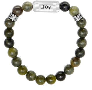 Joy Connemara Marble Message Bracelet, Silver plated