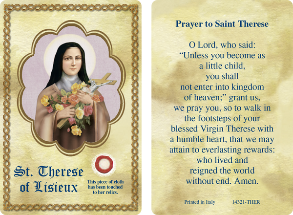 Saint Therese Relic Card - Pack of 25 – Lumen Mundi Saint Therese Relic Card - Pack of 25 – Lumen Mundi