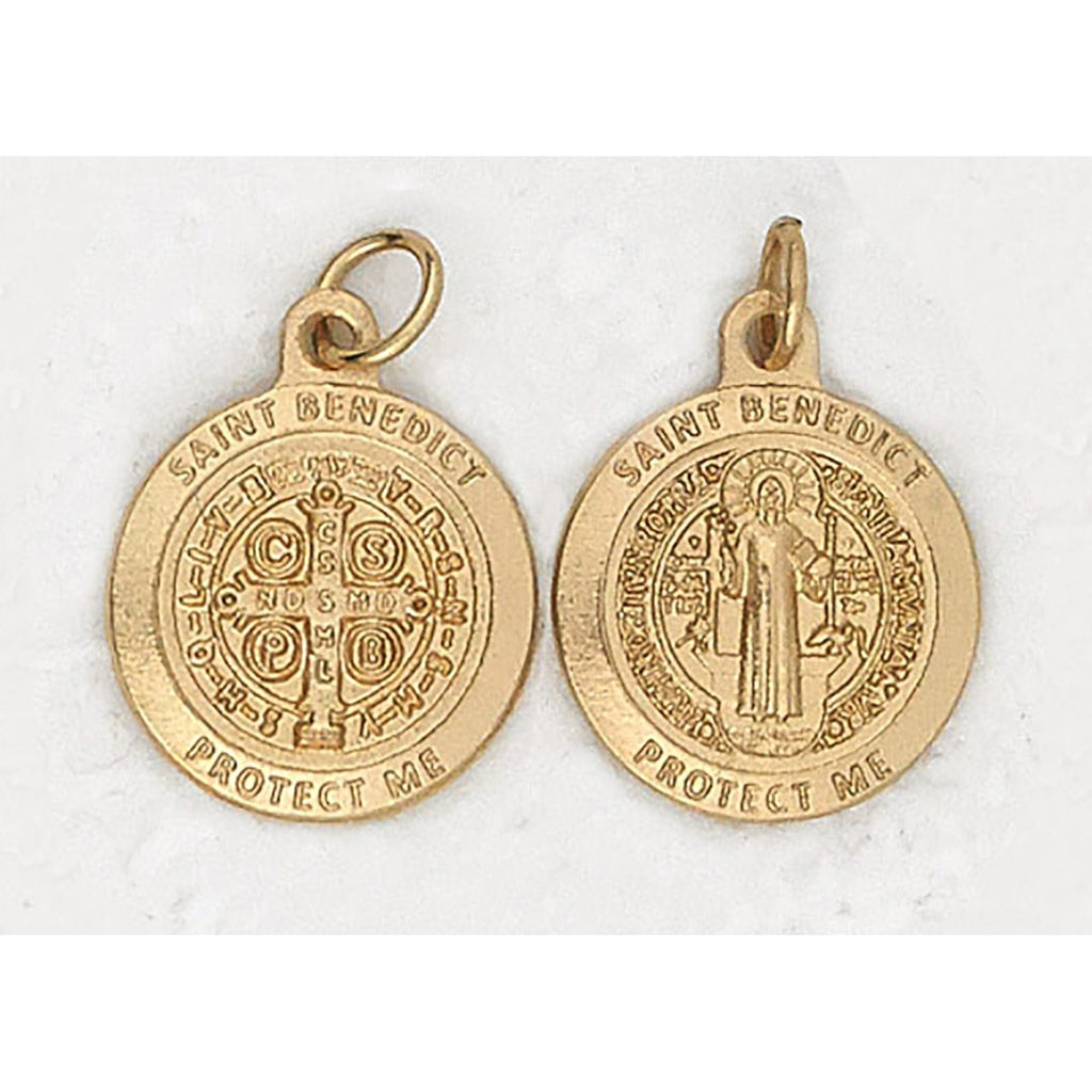 Premium Saint Benedict Double Sided Round Gold Tone Medal - 4 Options