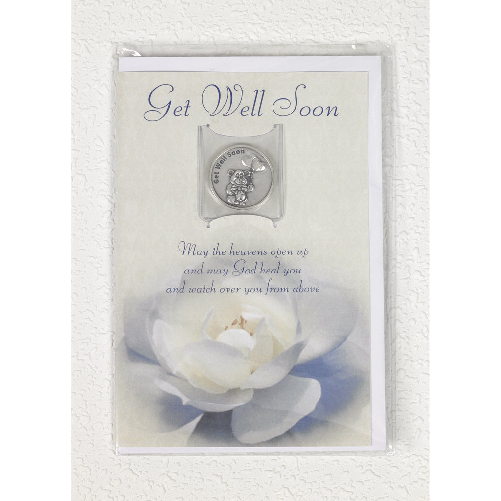 Get Well soon  Flower Card with Removable Token - Pack of 6