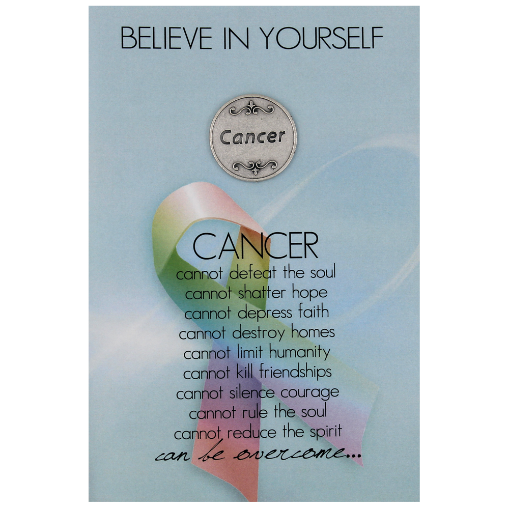 Cancer Encouragement Greeting Card with Removable Pocket Token and Envelope