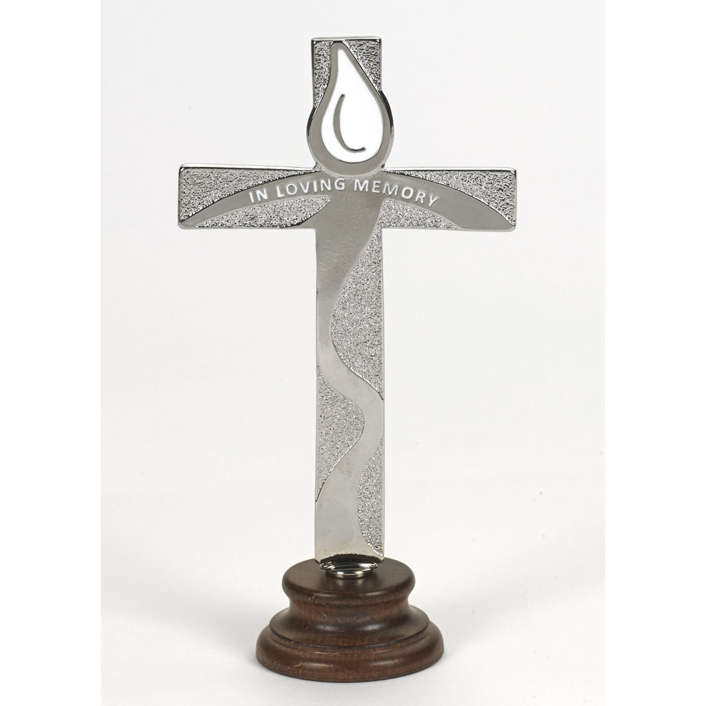 In Loving Memory Silver Tone Standing Cross - 2 Options
