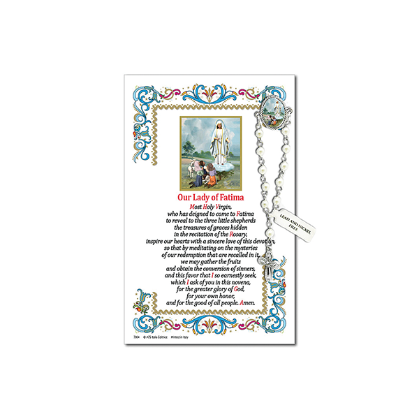 Decade Rosary Pin on Decorative Parchment Paper - Fatima