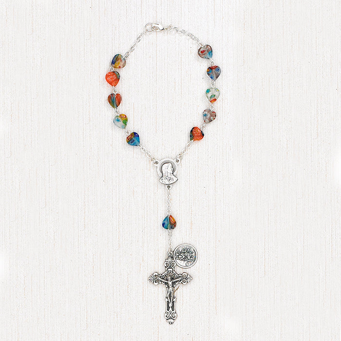 St Christopher Auto Rosary - Colorful Hearts - Pack of 3