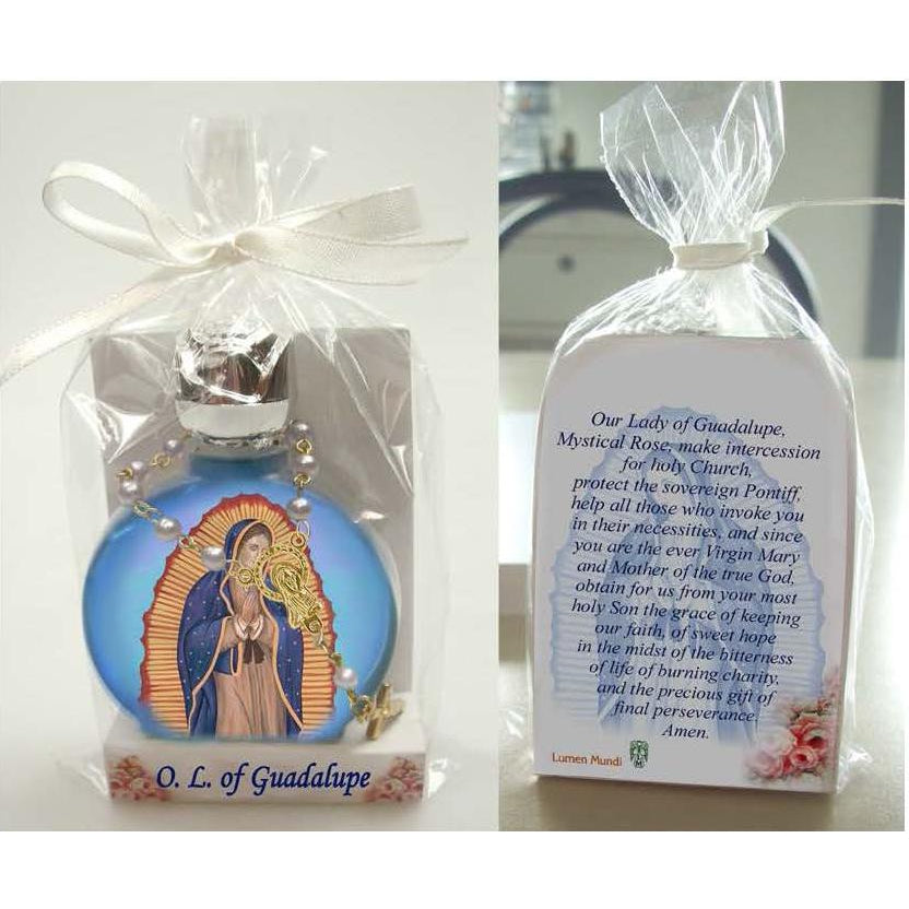 Lady of Guadalupe Stained Glass Bottle with Decade Rosary Combo