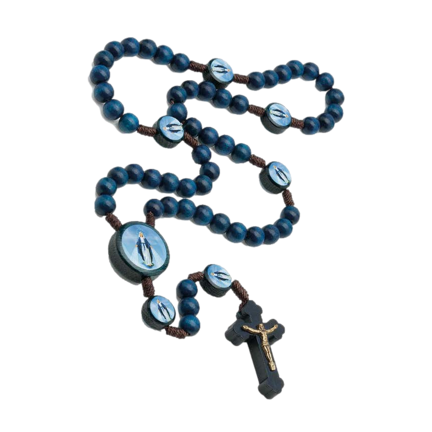 Our Lady of Grace Blue Wood Rosary