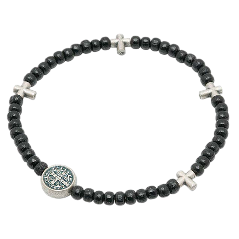 Black St. Benedict Mini-Rosary Bracelet