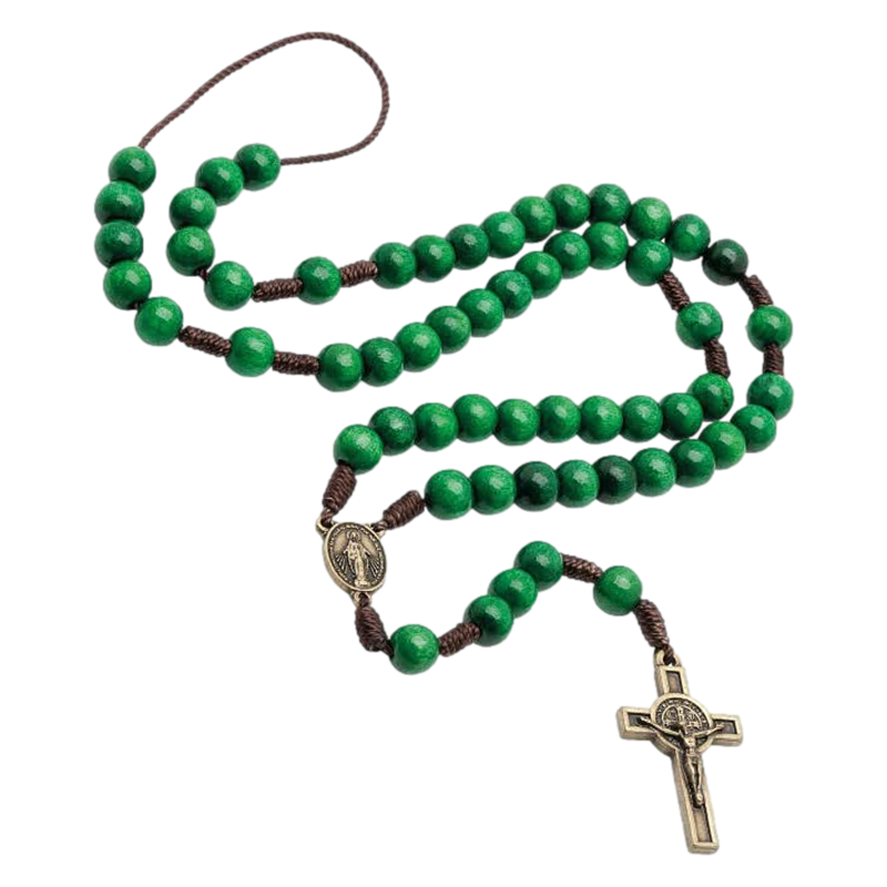 Green Camp Rosary Necklace