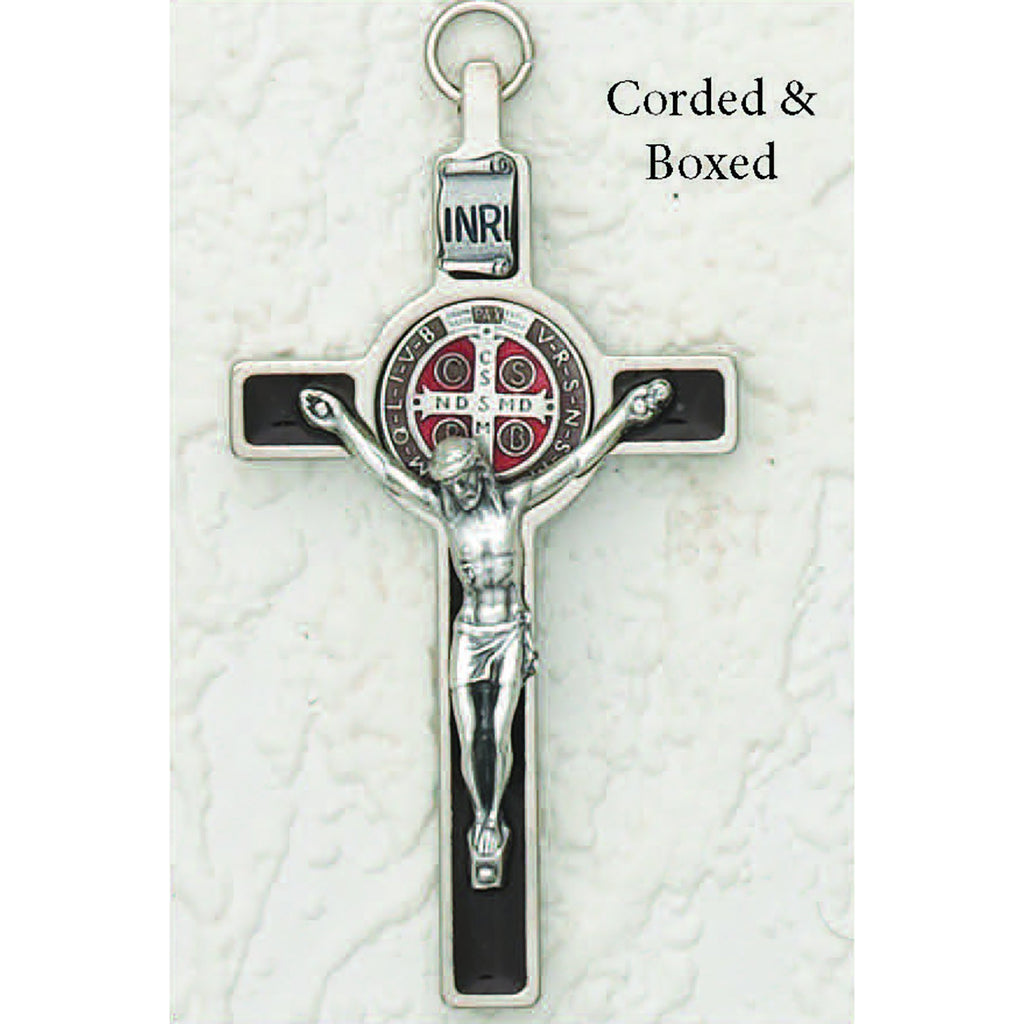 Saint Benedict Brown Enamel Crucifix - Enameled Medal