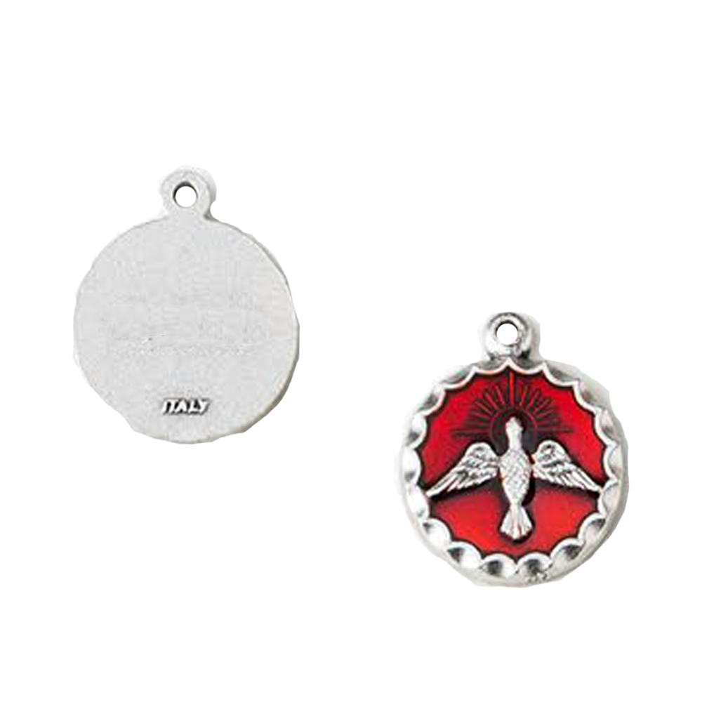 3/4" Red Enamel with Silver Tone Confirmation Medal