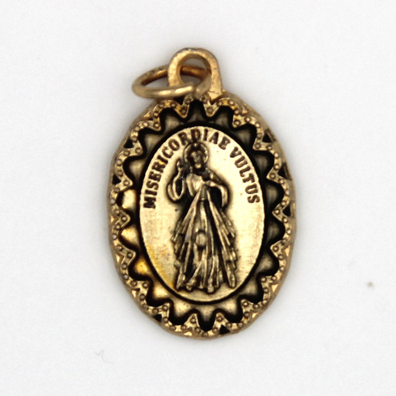 Divine Mercy - Antique Gold Tone Deluxe Medals 1"