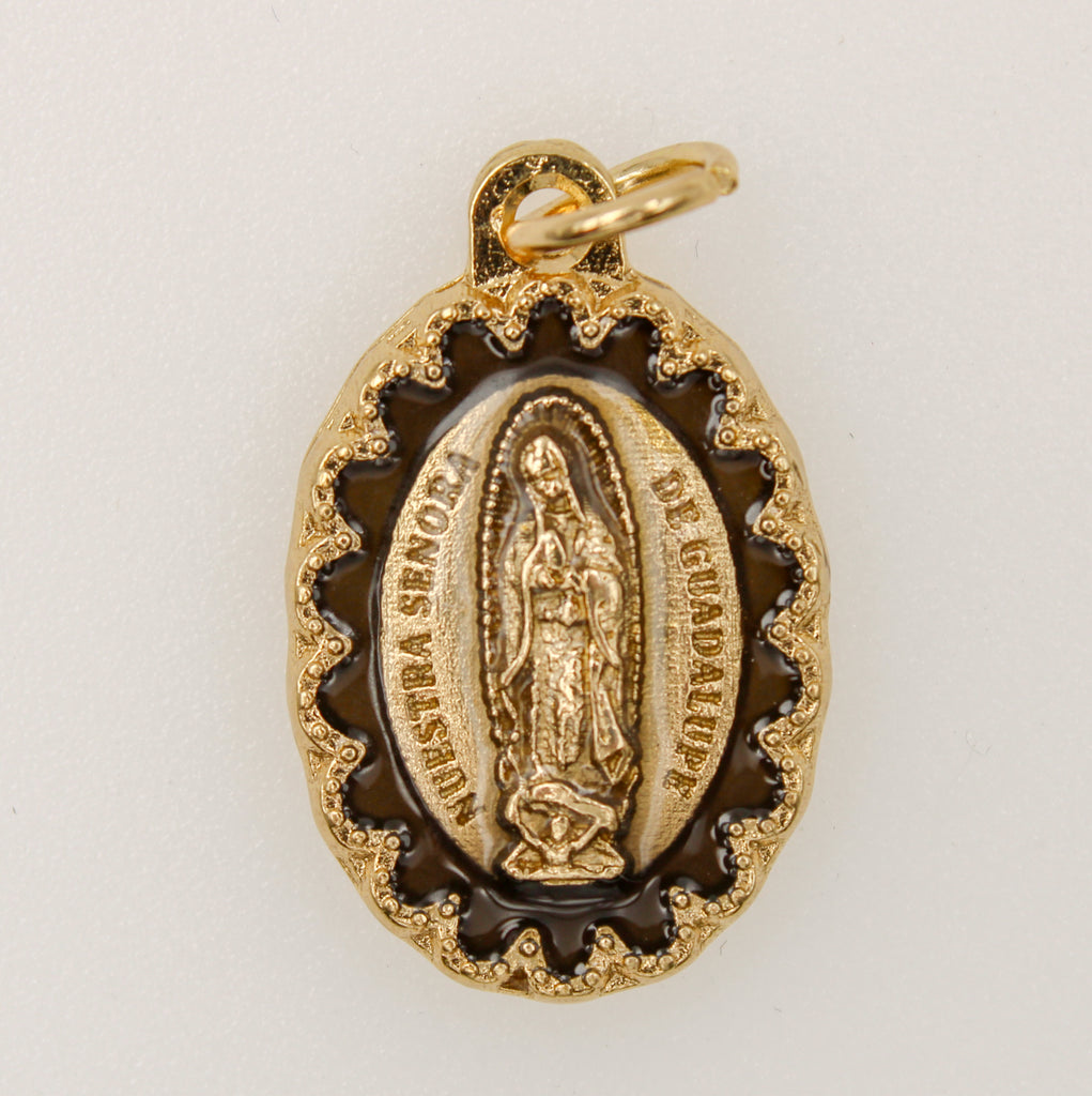 Lady of Guadalupe - Antique Gold Tone Deluxe Medals 1"