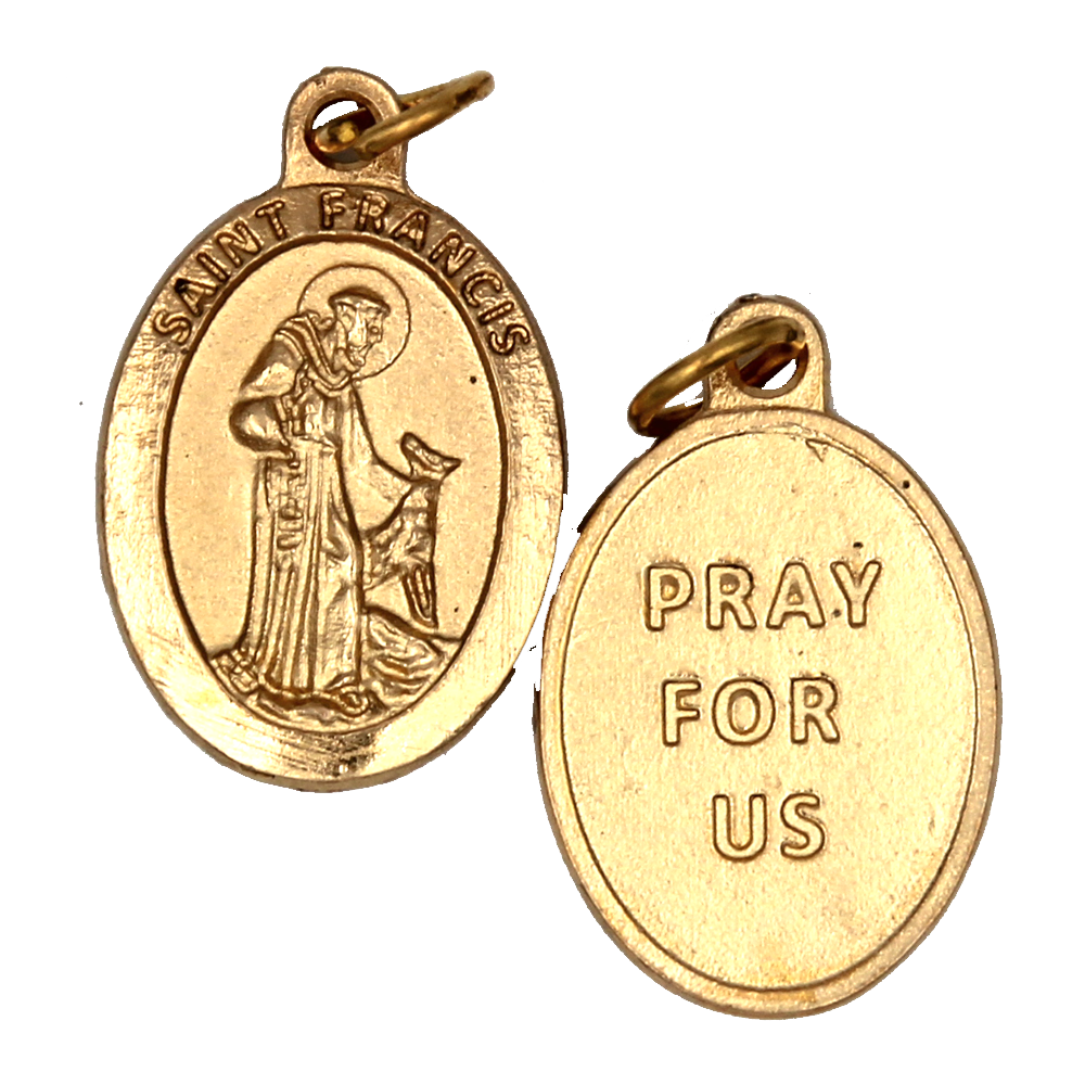 Saint Francis Premium Double Sided Medal - Gold Tone
