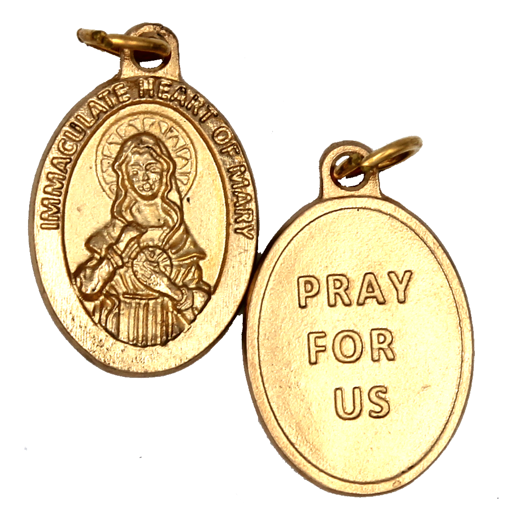 Immaculate Heart Premium Double Sided Medal - Gold Tone