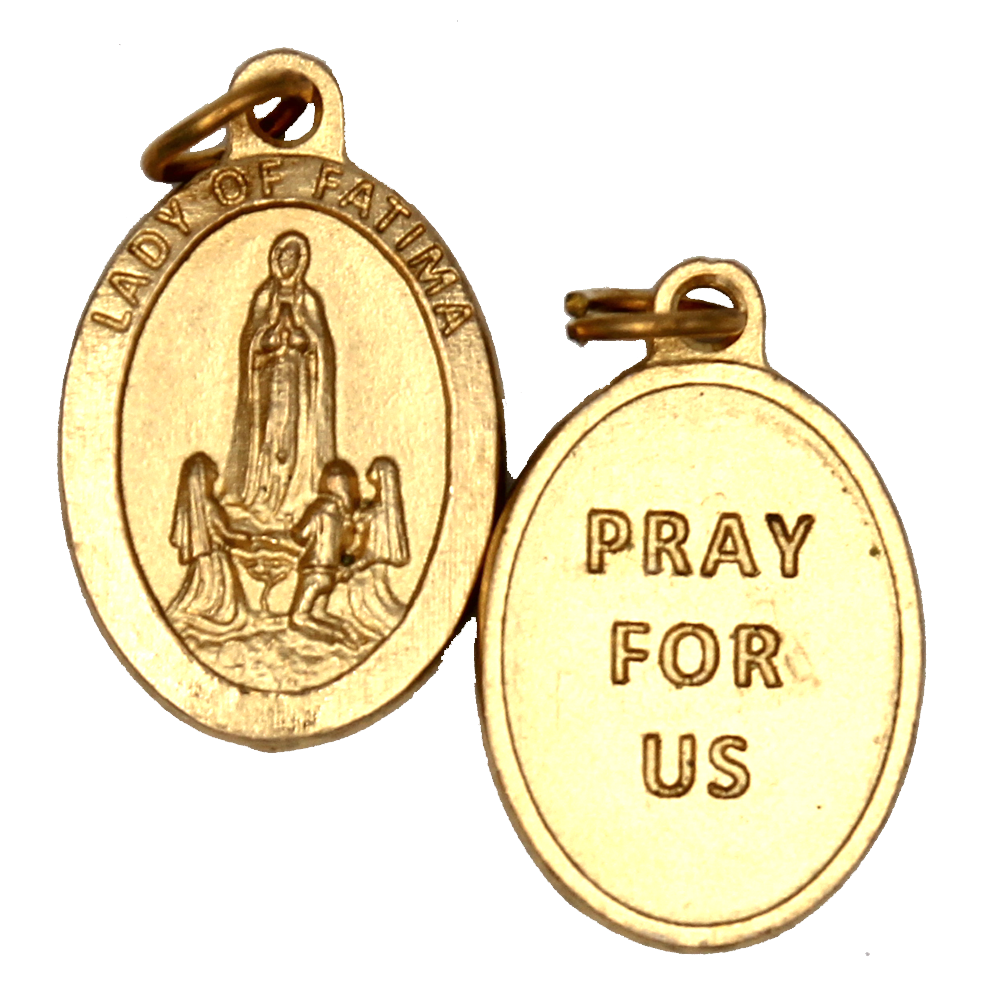 Lady of Fatima Premium Double Sided Medal - Gold Tone -