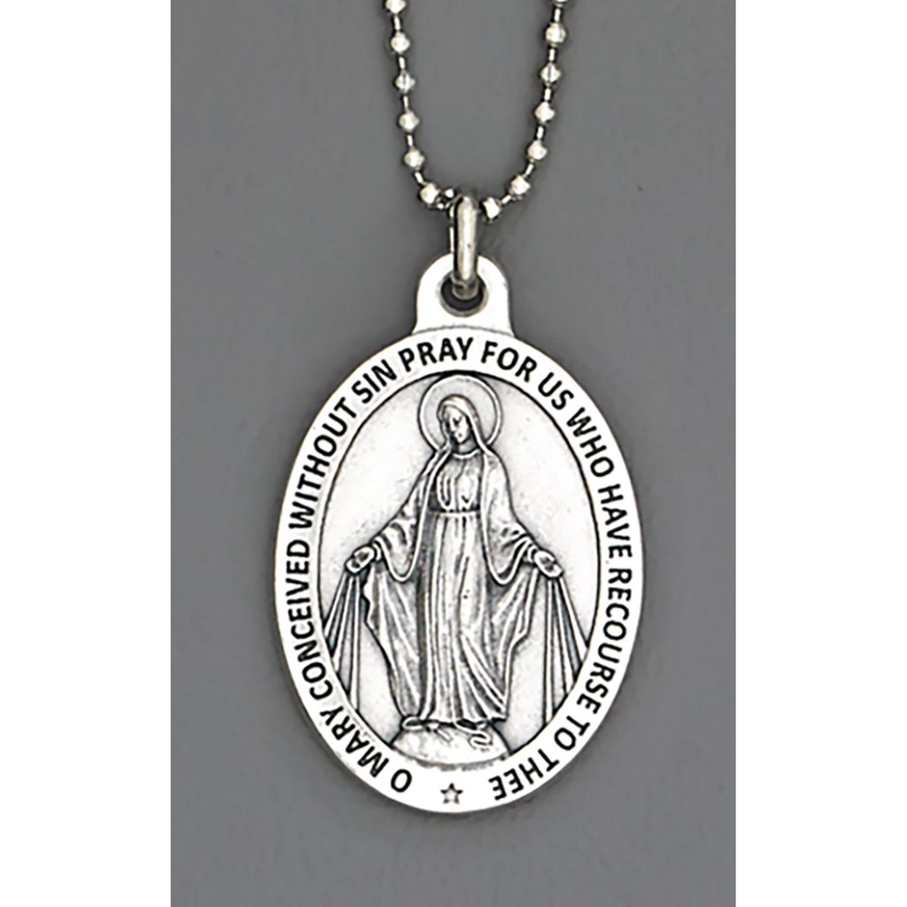 1-1/2 inch with 8 inch ball chain - Pray for us, Mary