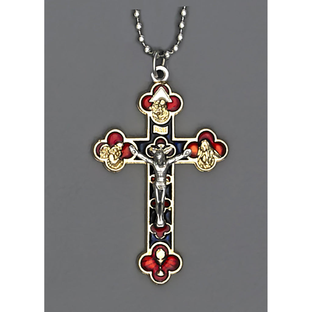 Auto Crosses - 1-1/2 INCH With 8 Inch Ball Chain - Enamel Four way Cross