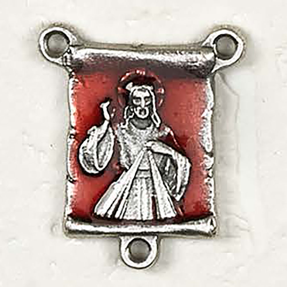 Red Enameled Divine Mercy Scroll Center - Pack of 25