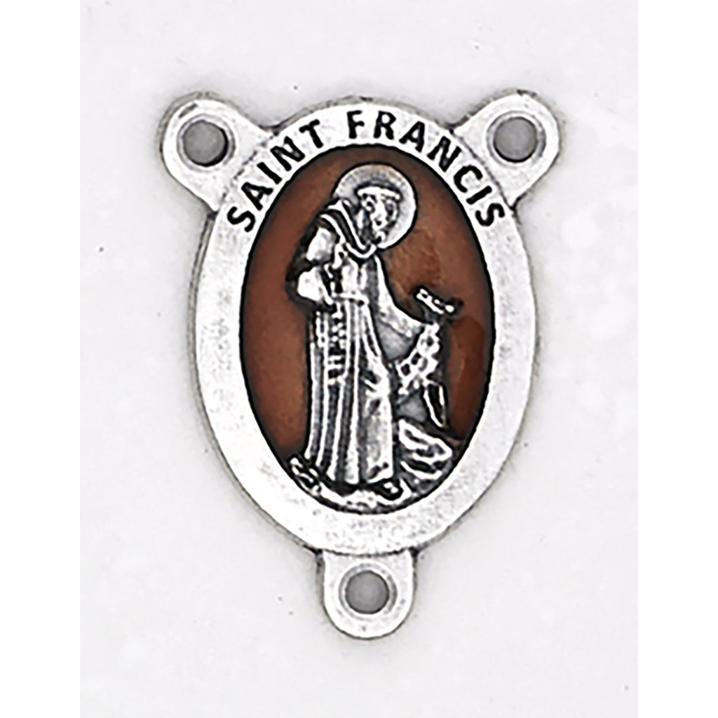 Enameled Saint Francis Rosary Center - Pack of 25