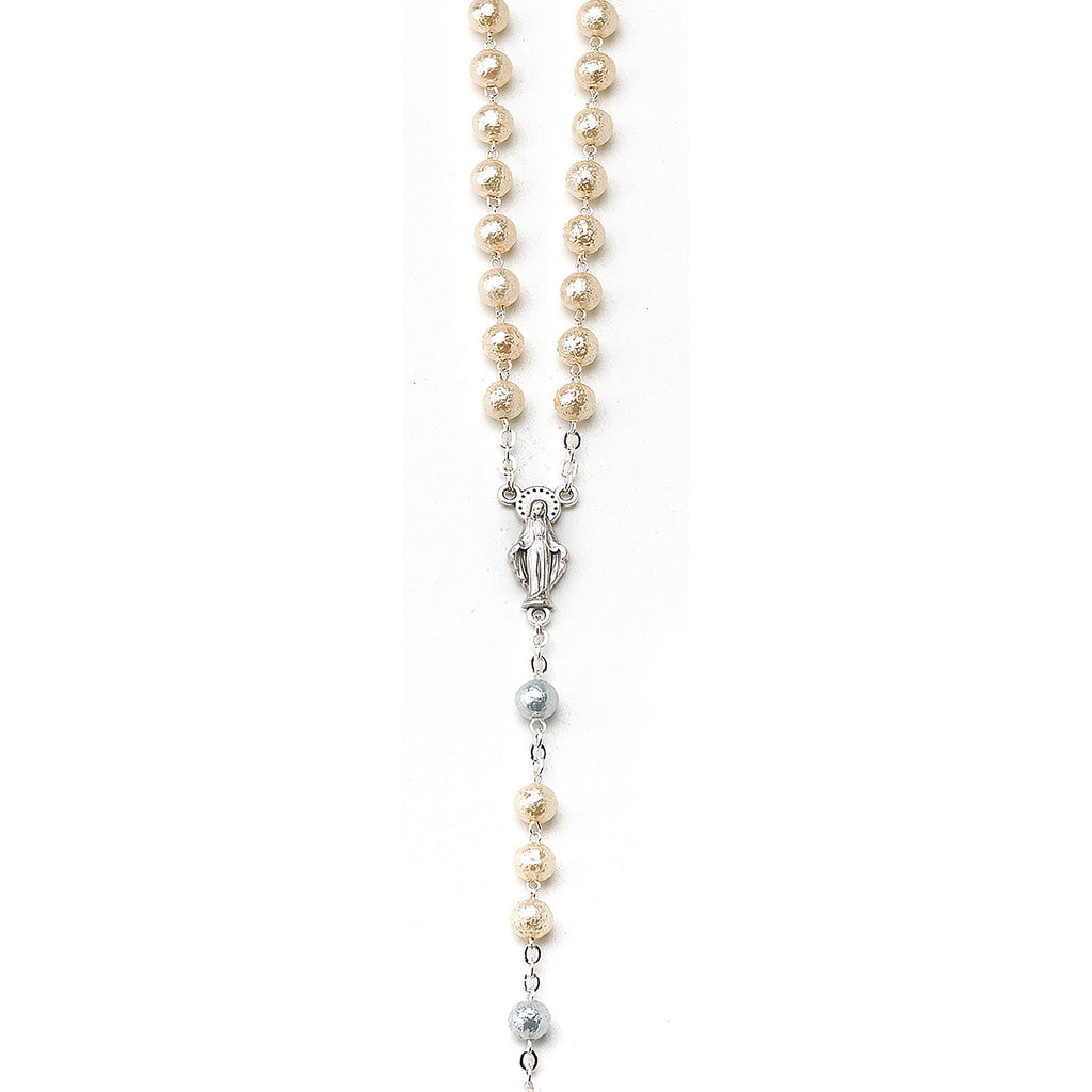 Miraculous Mary - Glass Imitation Pearl Rosary