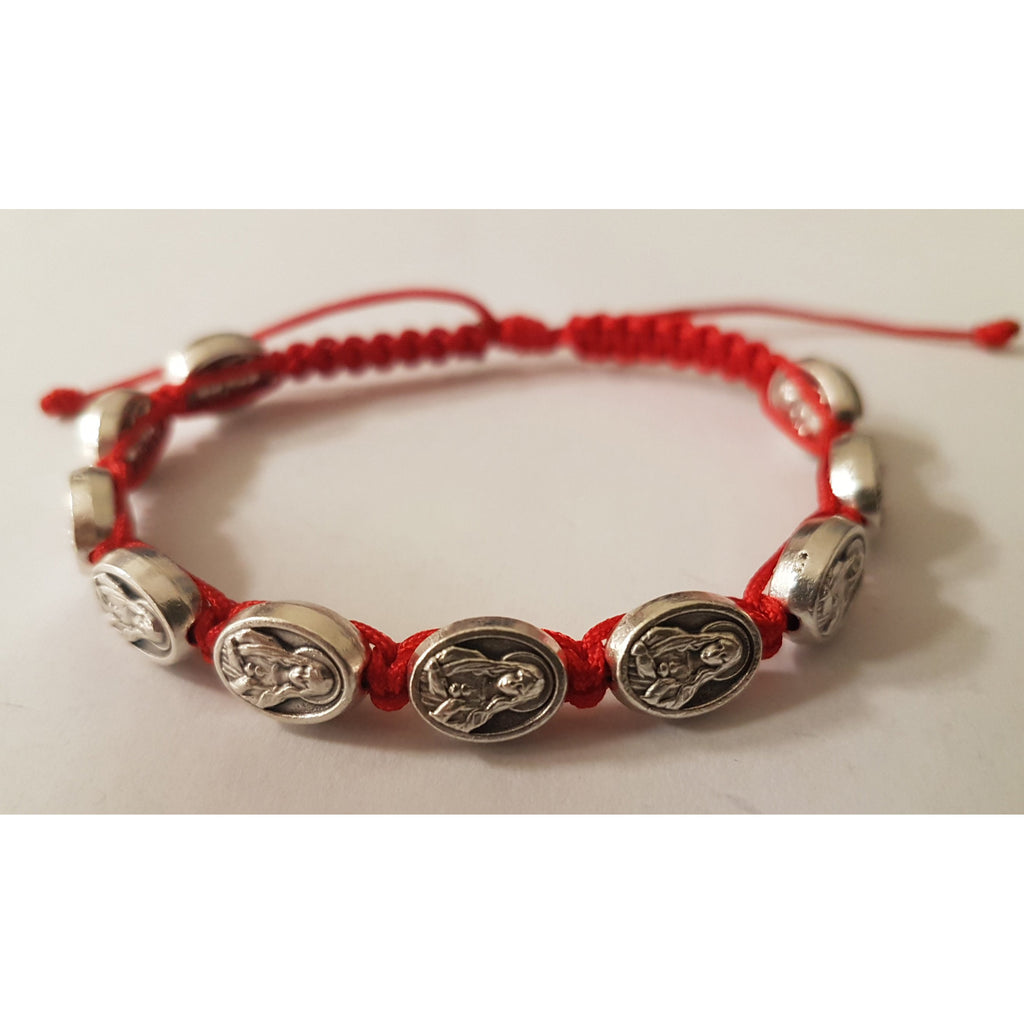 Children's Size Red Slip Knot Bracelet - Immaculate Heart Of Mary