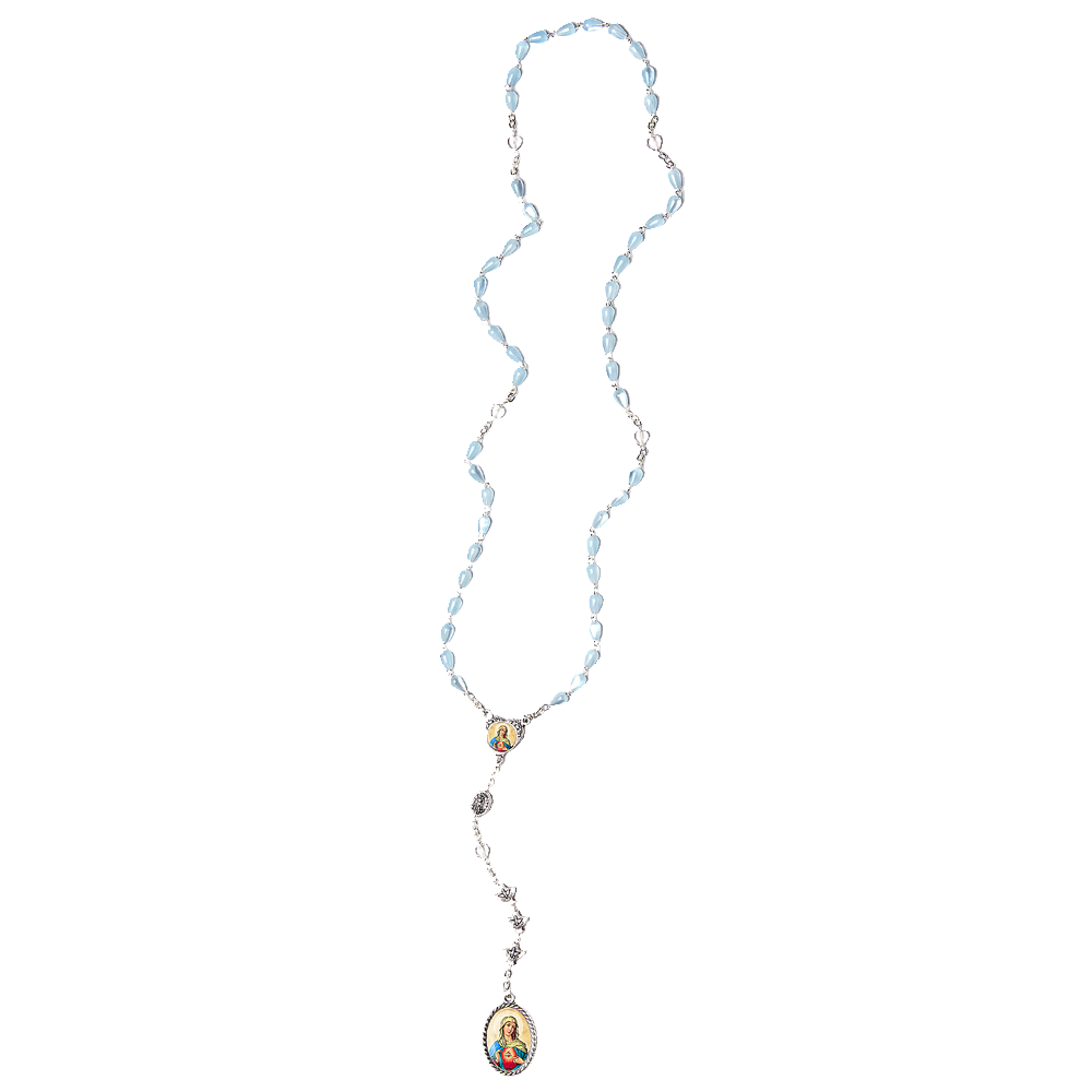 Baby Blue Tear Shaped Immaculate Heart of Mary Rosary