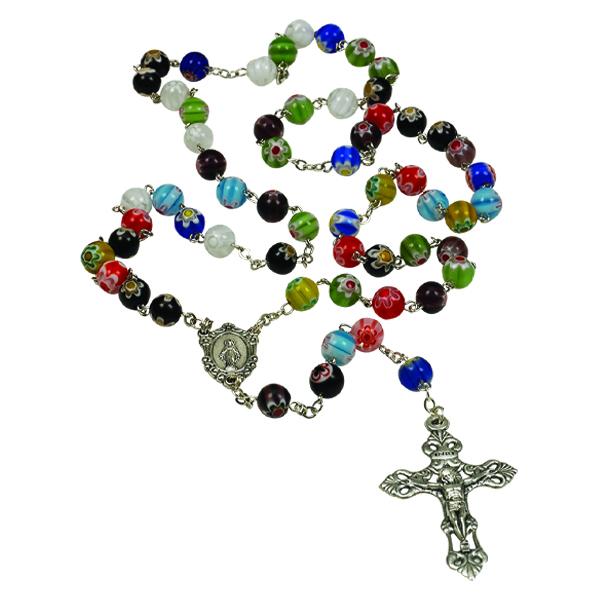 Round Imitation Murano Glass Bead Rosary