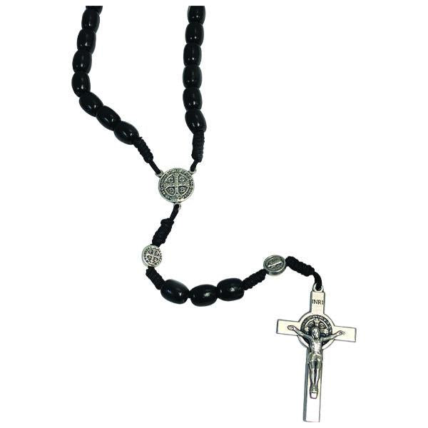 10mm Saint Benedict Black Cord Rosary