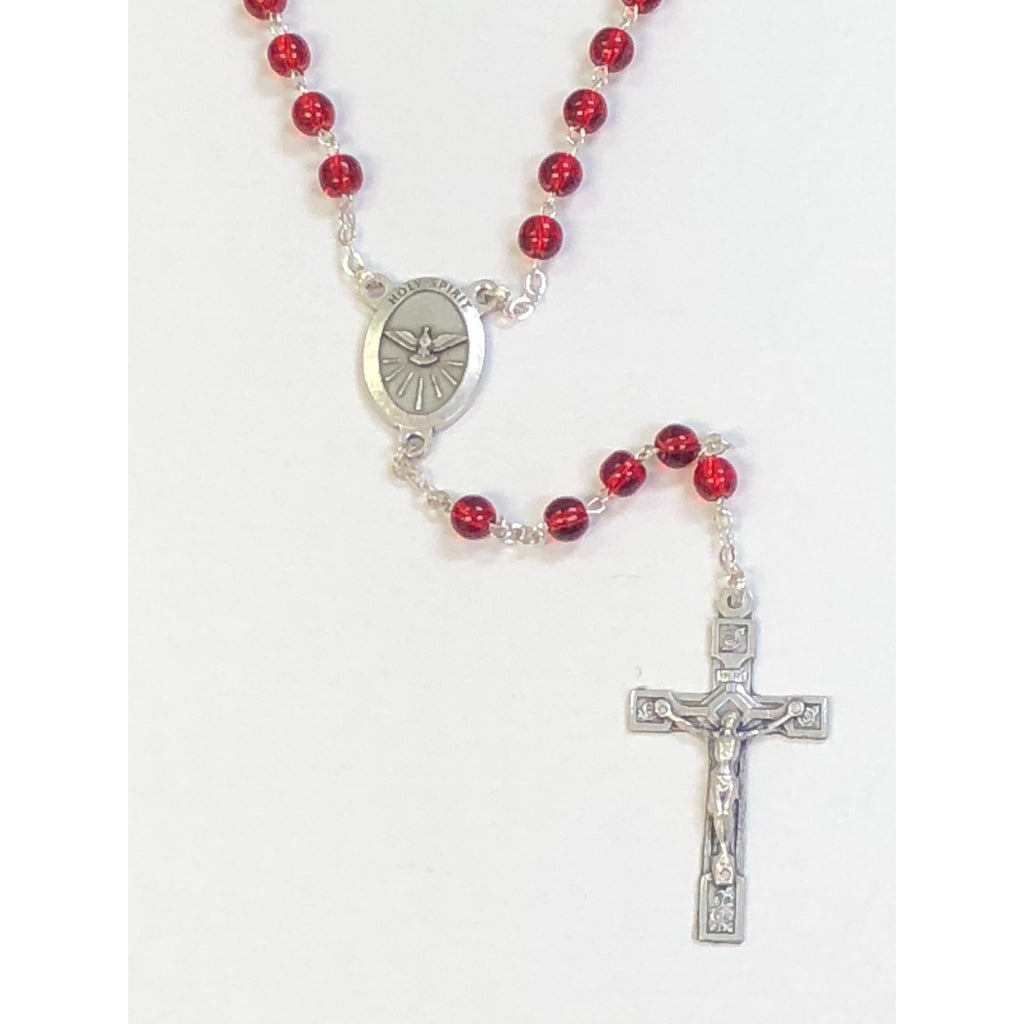 Red Confirmation Holy Spirit Cat's Eye Rosary