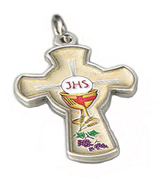1-1/4 Inch First Holy Communion Silver Tone Cross