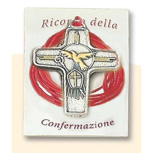1-1/2 Inch Holy Spirit Two Tone Cross With Cord
