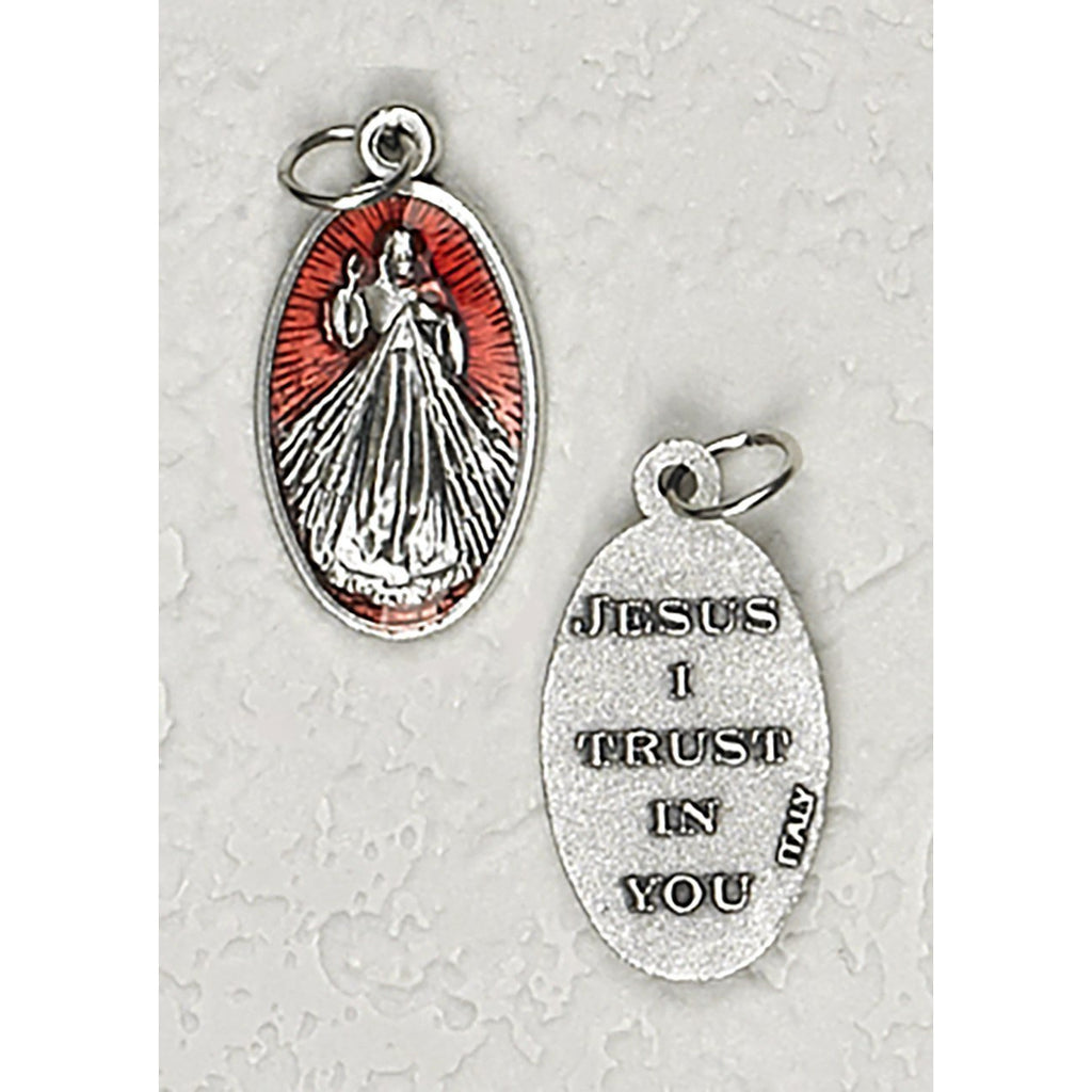 Divine Mercy Double Sided Red Enamel Medal - 4 Options