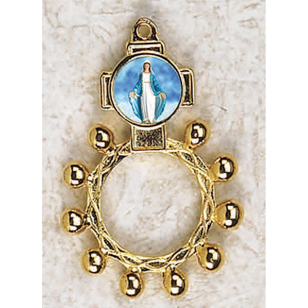 Lady of Grace - Finger Rosary - Graphic Gold Tone