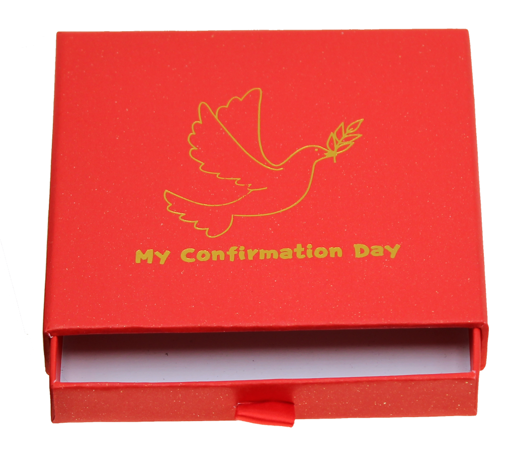 Confirmation box with drawer, red