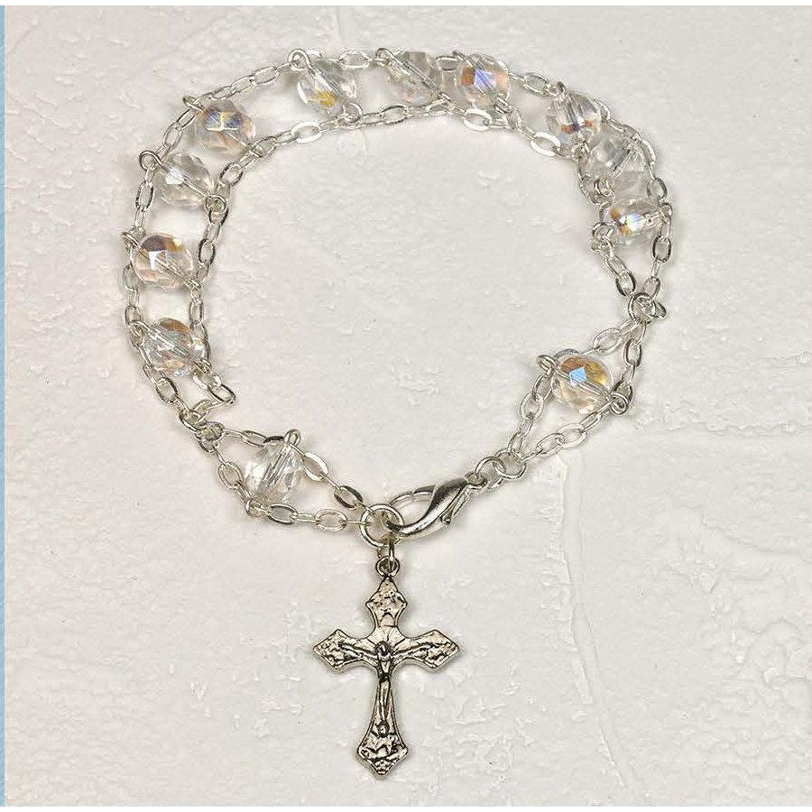 7 mm Clear - Ladder Rosary Bracelet - Pack of 4