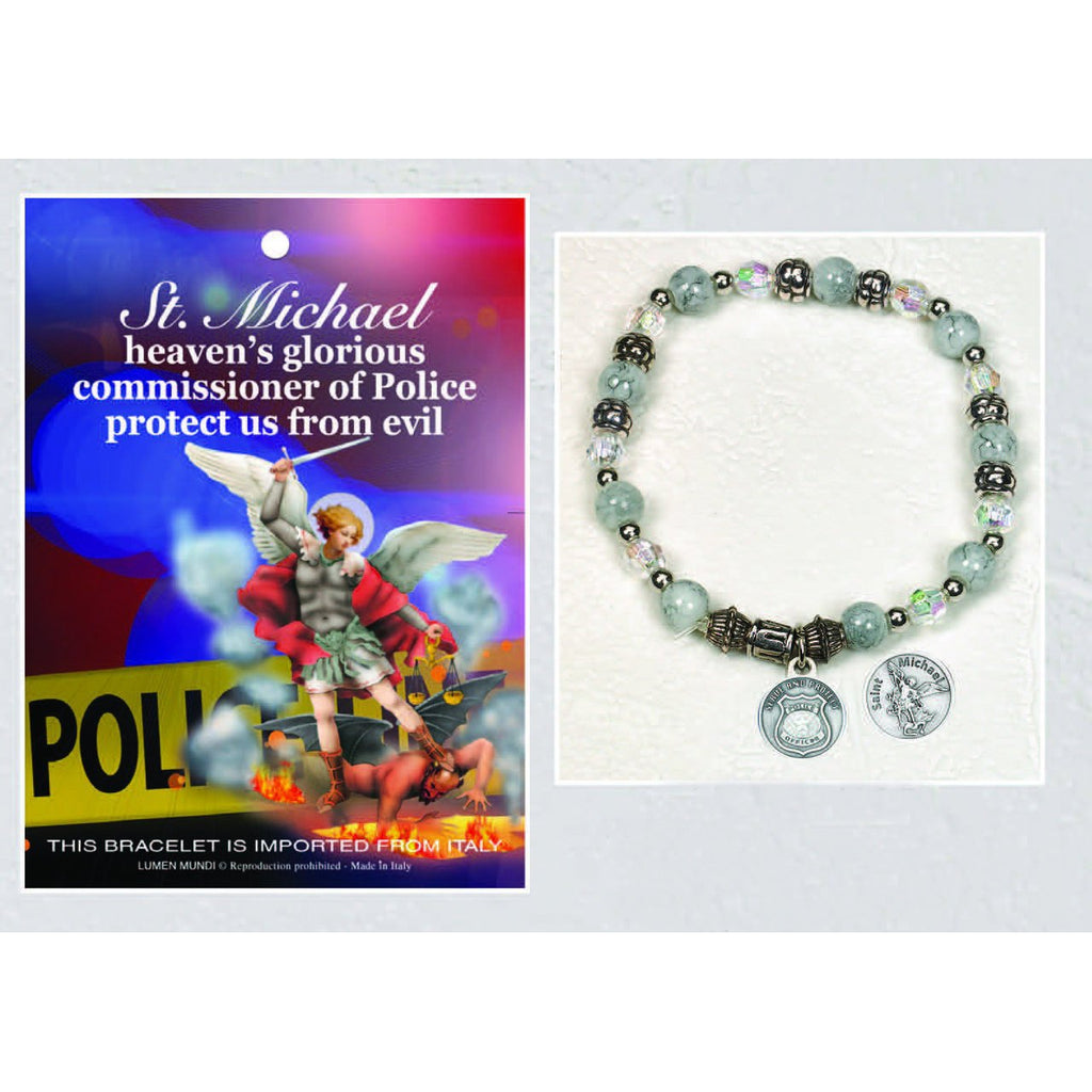 Police / St Michael - Italian Stretch Bracelet with Prayer Card - Pack of 4