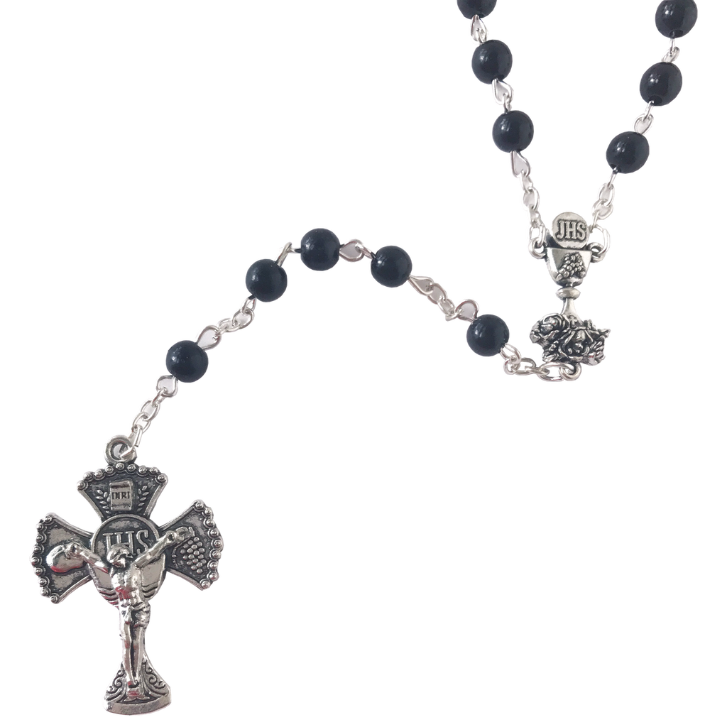 Deluxe Black First Communion Rosary