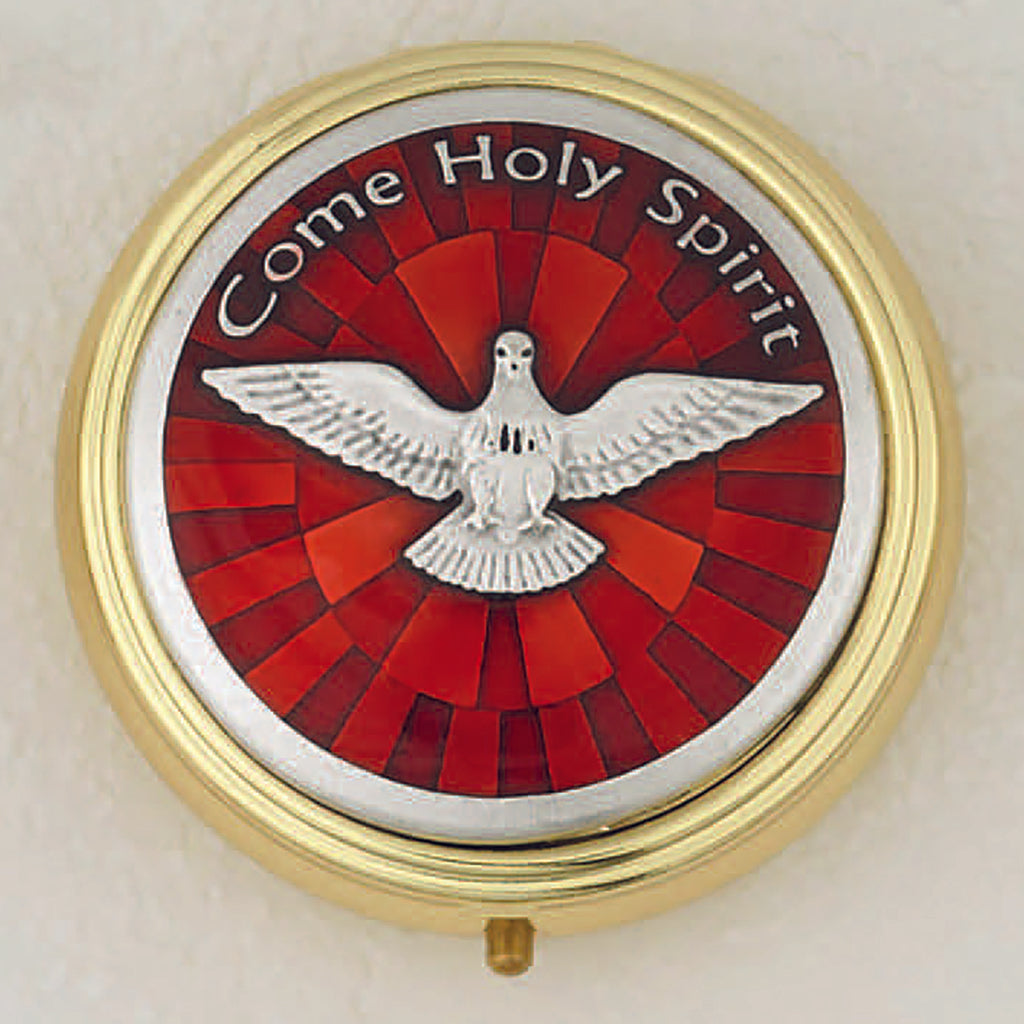 Holy Spirit - Pyx - Silver Tone / Red Enamel - 2 Sizes