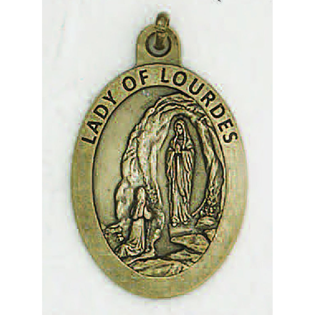 Lady of Lourdes Premium 1 inch Brass Tone Double Sided Medal - 4 Options
