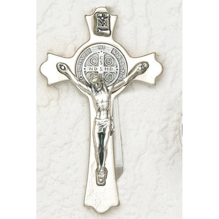 Saint Benedict - Silver tone Crucifix - Visor Clip - Pack of 3