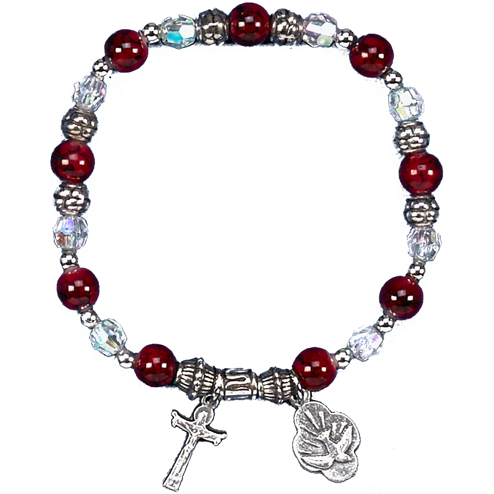 Red Confirmation Stretch Bracelet with Box