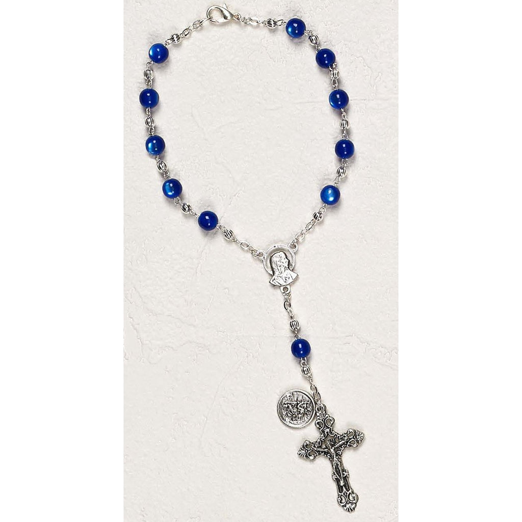 St Christopher Auto Rosary - Blue Cat's Eye - Pack of 3