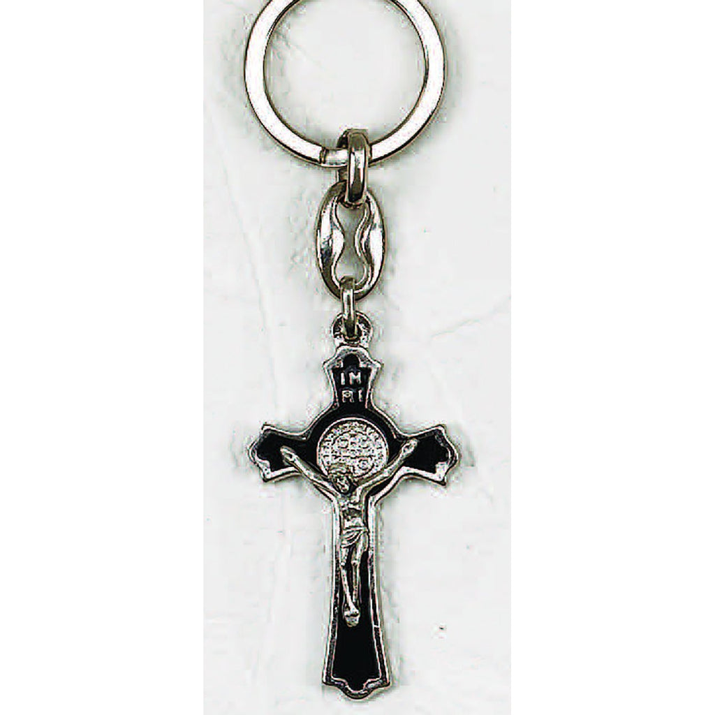 Black Enamel Saint Benedict Cross Key Chain - Pack of 6