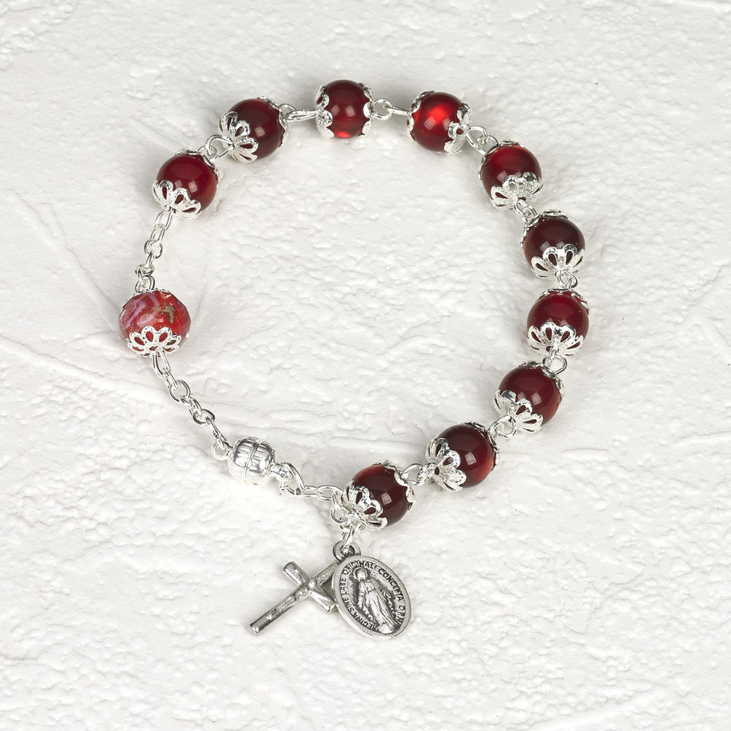 Red Cats Eye - Italian Stretch Rosary Bracelet - Pack of 4
