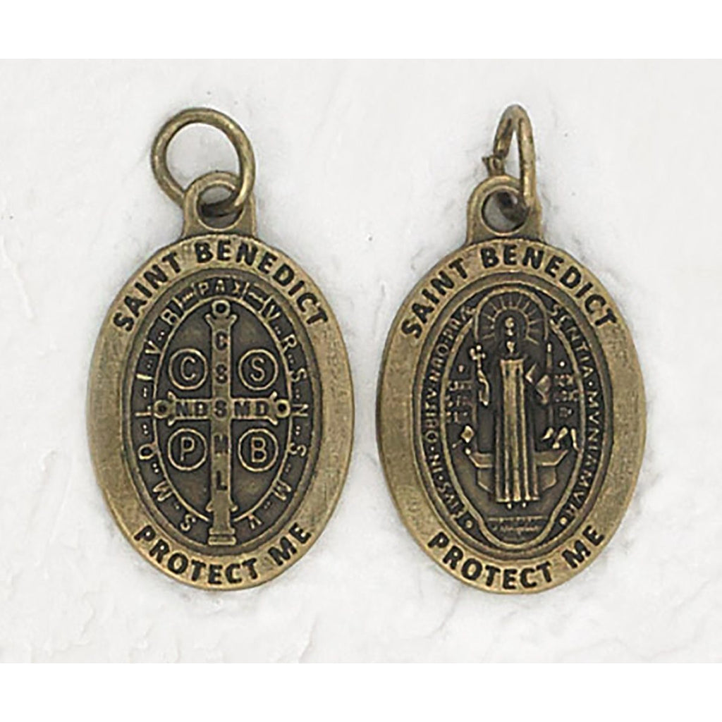 Premium Saint Benedict Double Sided Oval Brass Tone Medal - 4 Options