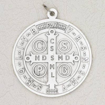 Saint Benedict Large Medal - Silver Tone