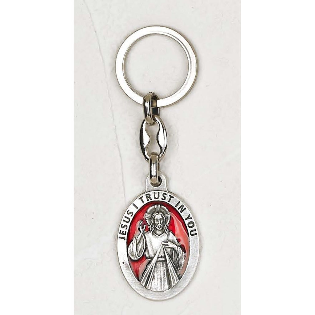 Divine Mercy Oval Enameled Key Chain - Pack of 6