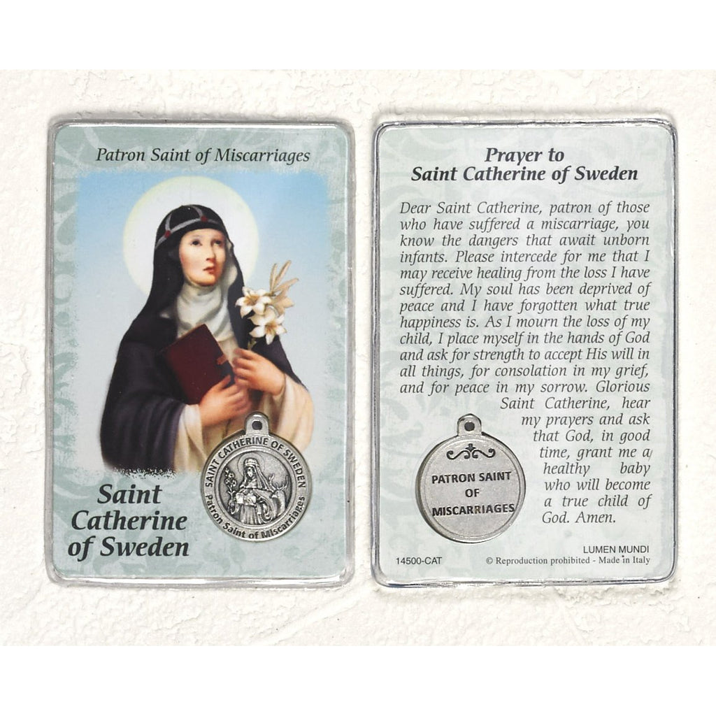 Healing Saint - St. Catherine of Sweden Card with Medal - Pack of 25