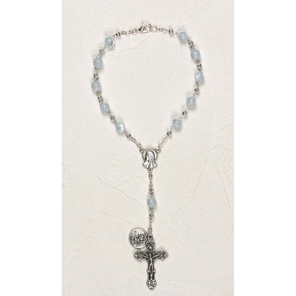 St Christopher Auto Rosary - Aqua Cat's Eye – Lumen Mundi